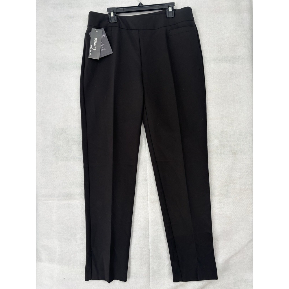Zac & Rachel Pants Womens 6 (32x30) Black Slim Elastic Waist Wrinkle Free NWT